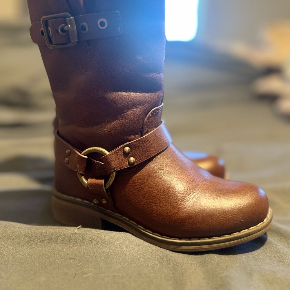 Classic Brown Kids Boots with Buckle